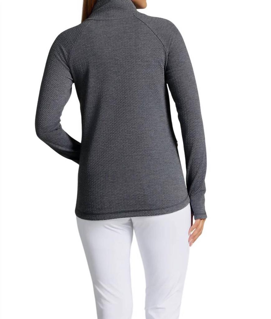 IBKUL Ibkul - Solid Popcorn Stitch Asymmetrical Zip Pullover