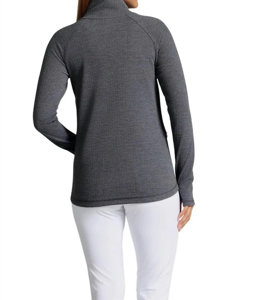 IBKUL Ibkul - Solid Popcorn Stitch Asymmetrical Zip Pullover 2