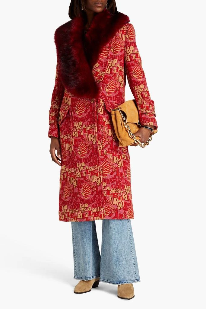 ZIMMERMANN Double-breasted faux fur-trimmed jacquard coat 2