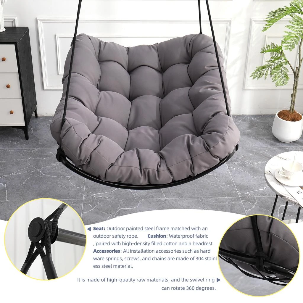 Streamdale Furniture Streamdale Hammock Chair Swing with Cushion - Gray 5