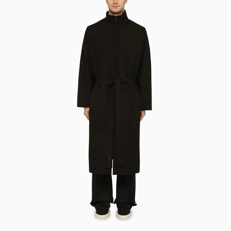 Fear of god Black wool trench coat with high collar 1