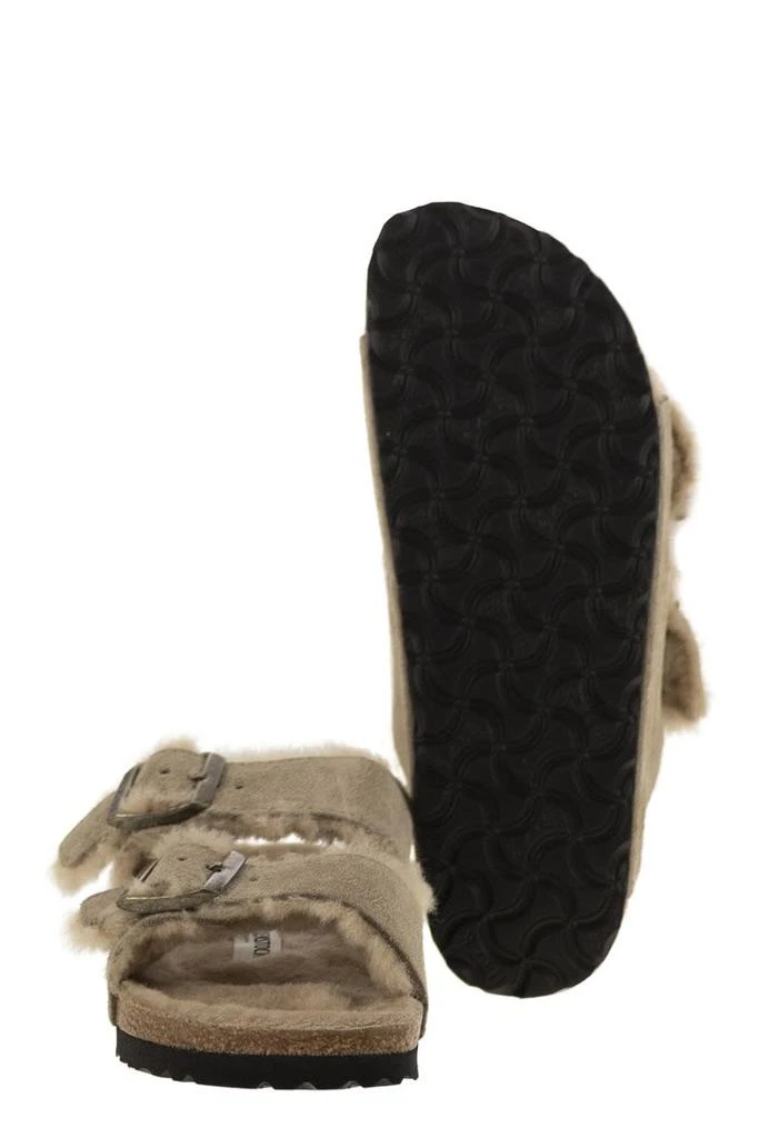 Birkenstock ARIZONA LEATHER AND FUR SLIDES 5