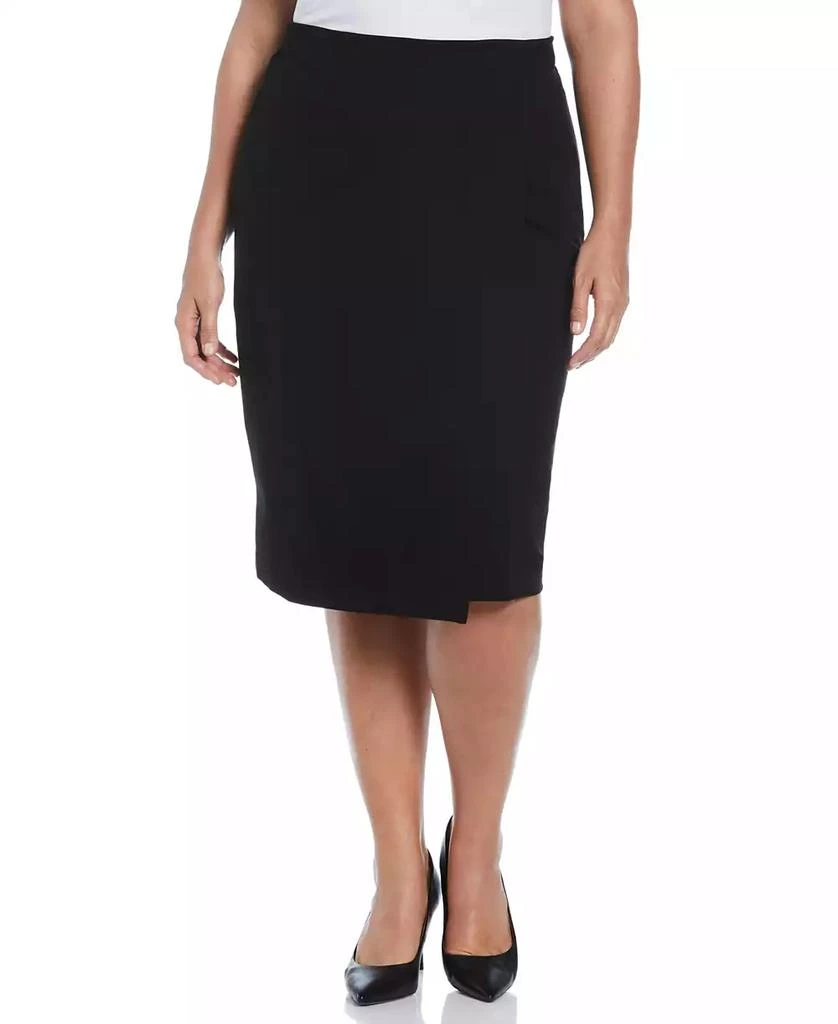 Rafaella Plus Size Ponte Asymmetrical Wrap Skirt 1