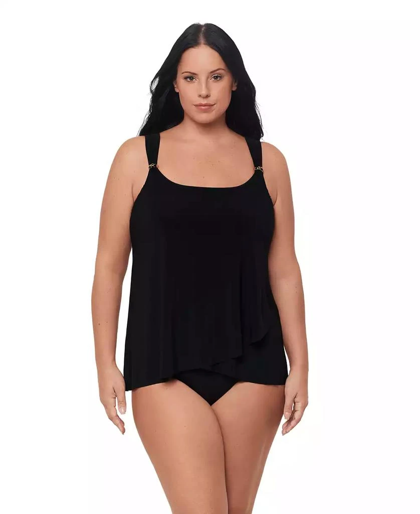 Miraclesuit Plus Size Razzle Dazzle Asymmetrical-Drape Tankini Top 1