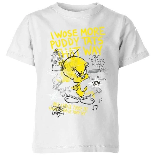 Original Hero Looney Tunes Tweety Pie More Puddy Tats Kids' T-Shirt - White 1