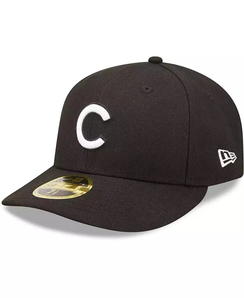 New Era Men's Chicago Cubs Black and White Low Profile 59FIFTY Fitted Hat 1