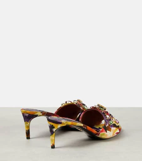 Dolce 
Gabbana Rhinestone-embellished floral satin mules 3