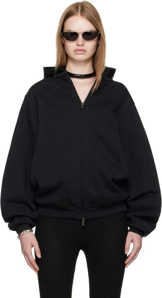 Essentials Black 90s Fleece Zip-Up Hoodie