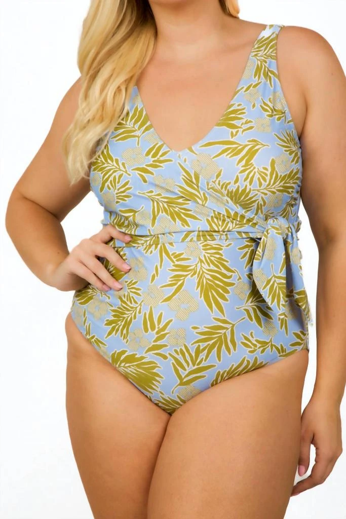 Tanya Taylor Kelly Wrap One-Piece - Plus In Horizon Blue Multi 1