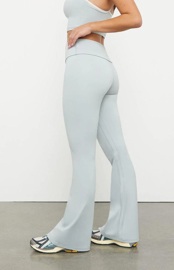 PAC 1980 PAC WHISPER Active Gray Fold-Over Waistband Flare Yoga Pants 3