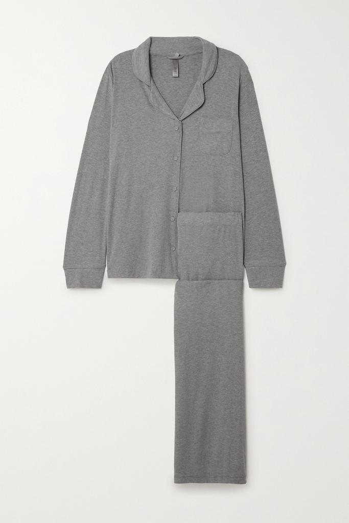 Skims 罗纹弹力莫代尔平纹布家居服套装（色号：heather Grey）