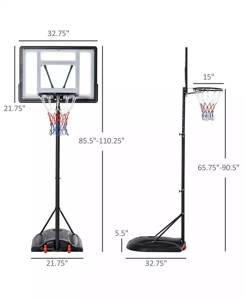 Soozier Portable Basketball Sd 
Height Adjustable with Fillable Bottom Base 2