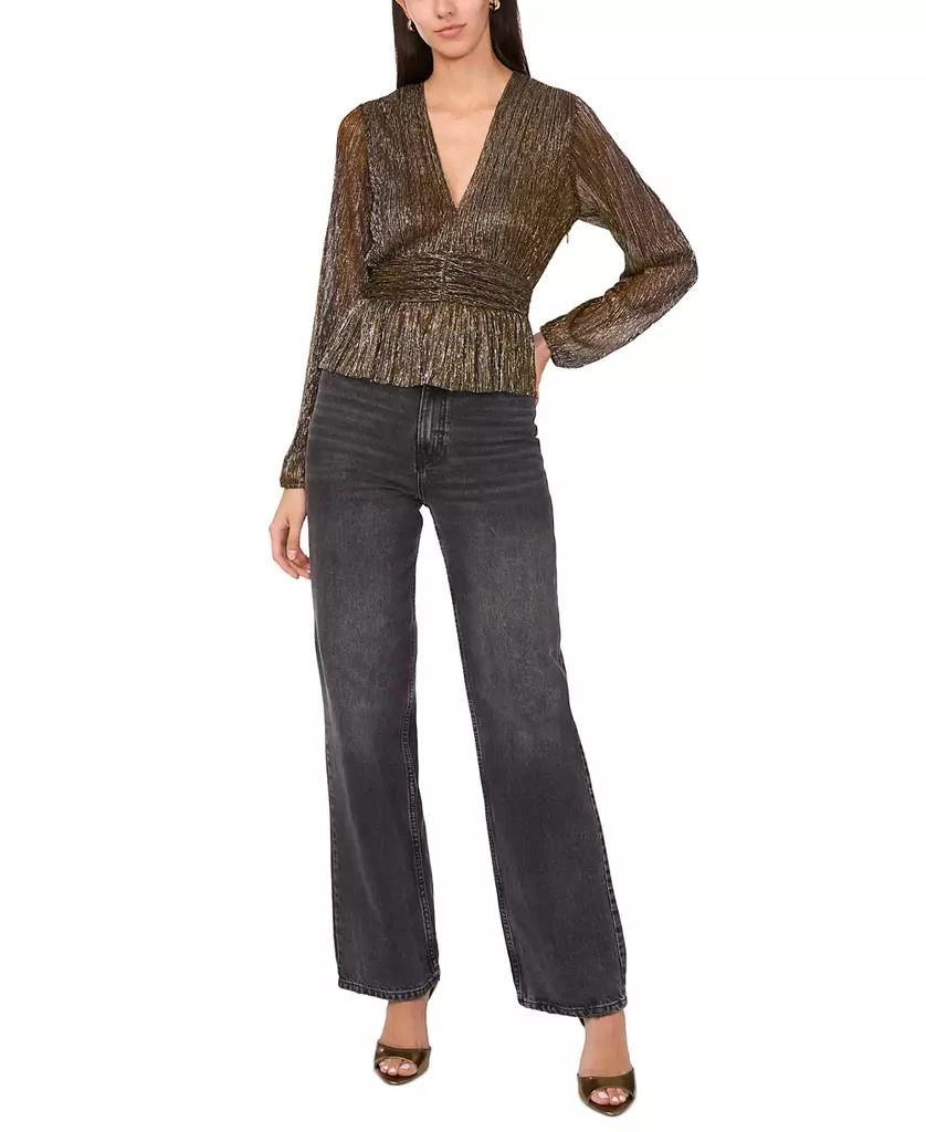 Parker Women's Olivia Metallic-Stripe V-Neck Peplum Top 3