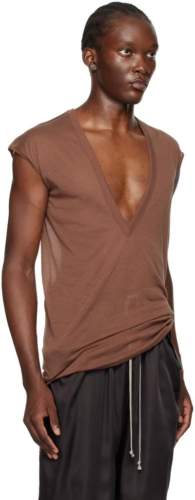 Rick Owens Brown Porterville Deep V SL T-Shirt 2
