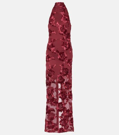 ROTATE Birger Christensen Embroidered halterneck gown 1