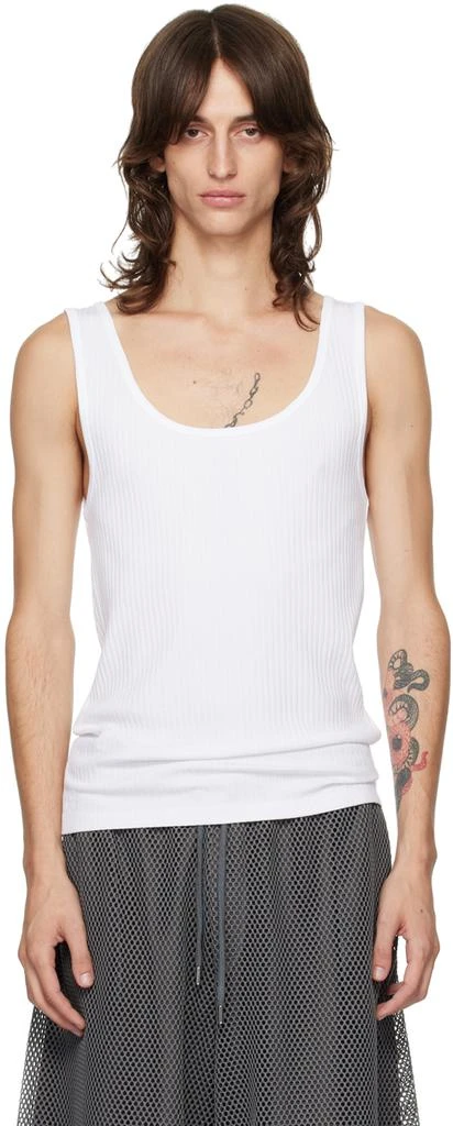 Dries Van Noten White Ribbed Tank Top 1