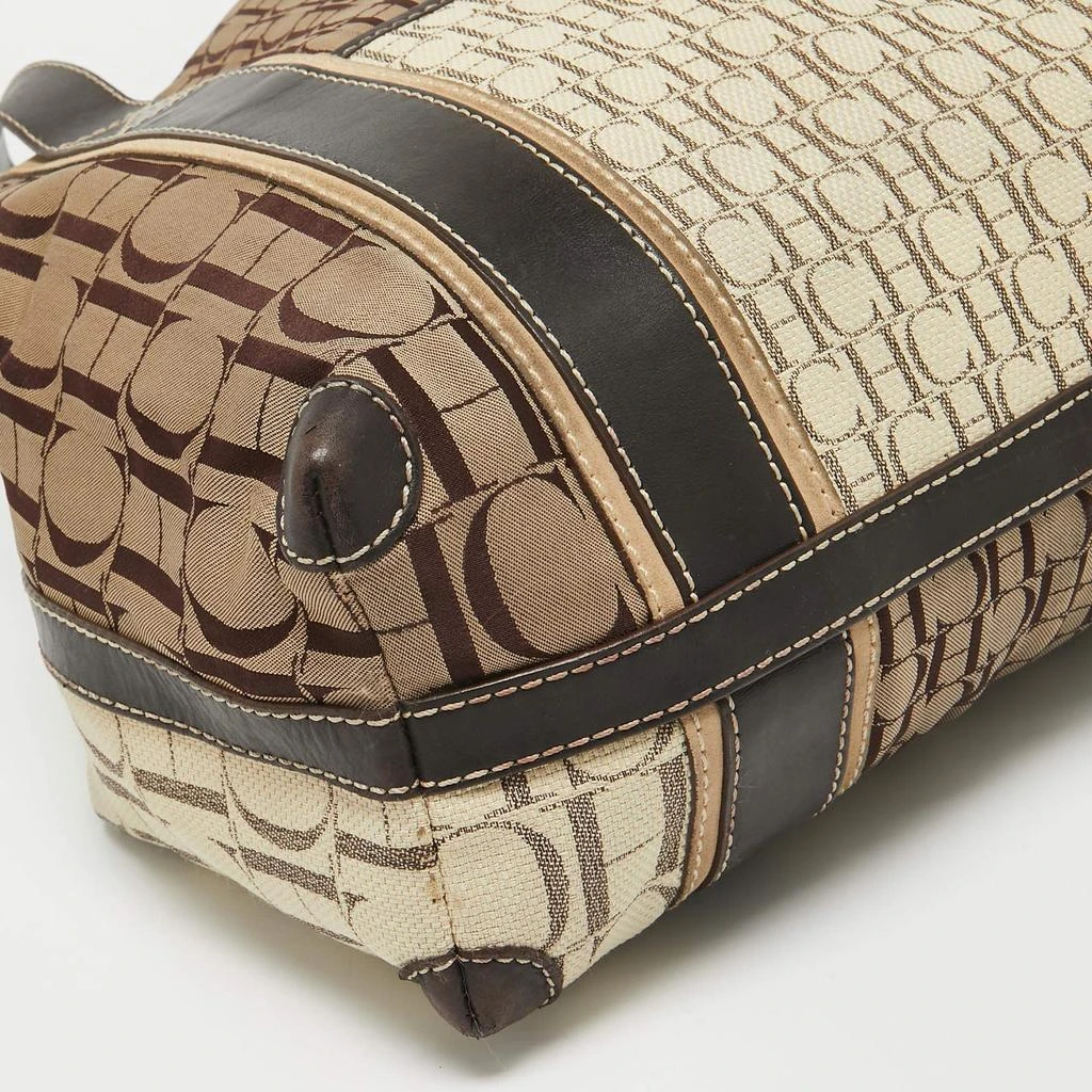 Carolina Herrera Carolina Herrera Brown/Beige Canvas and Leather Shopper Tote 13