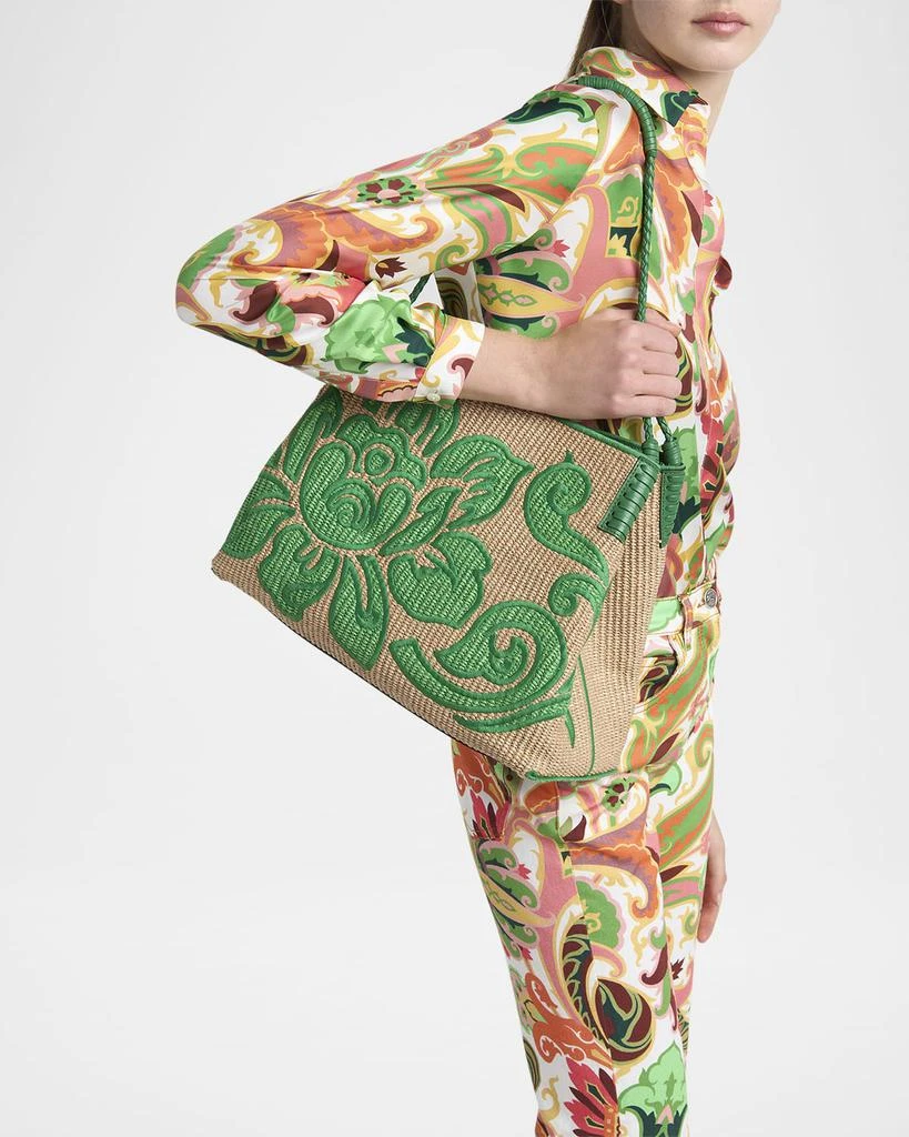ETRO Libra Raffia & Leather Shoulder Bag 2