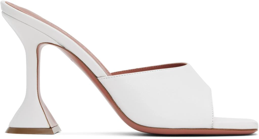 Amina Muaddi White Lupita Slipper Heeled Sandals 1