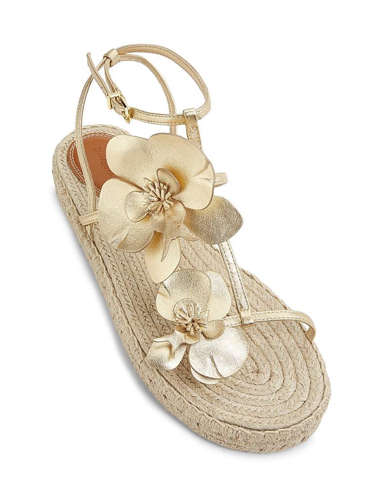 ＊花＊ Zimmermann Orchid Floral Metallic Leather Espadrille Sandals