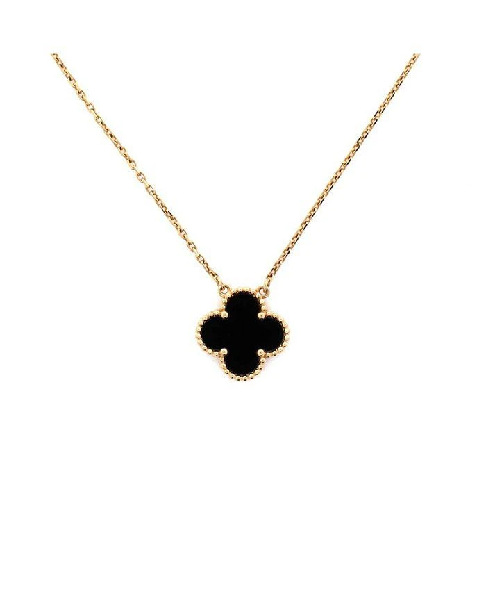 Pre-Owned Van Cleef & Arpels Vintage Alhambra Pendant Necklace 18K Gold and Onyx, 16.25"