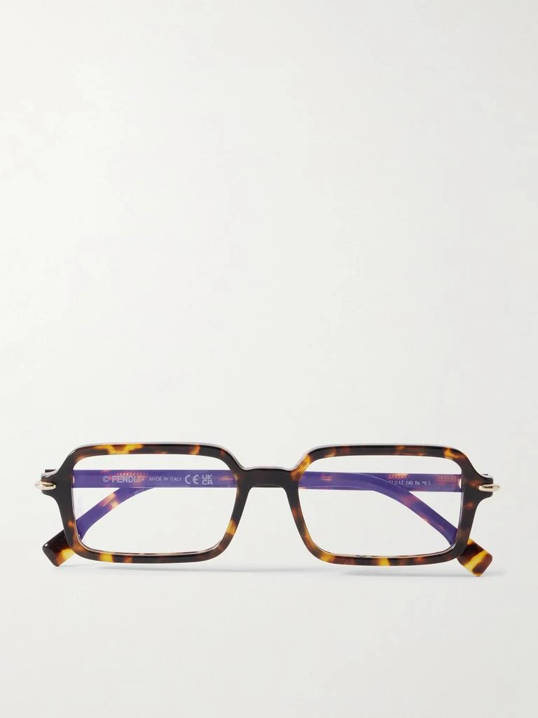 Fendi Selleria Rectangle-frame Tortoiseshell Acetate Optical Glasses