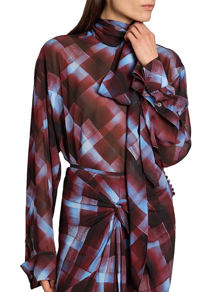 Dries Van Noten Chaddy Check Scarf Blouse 6