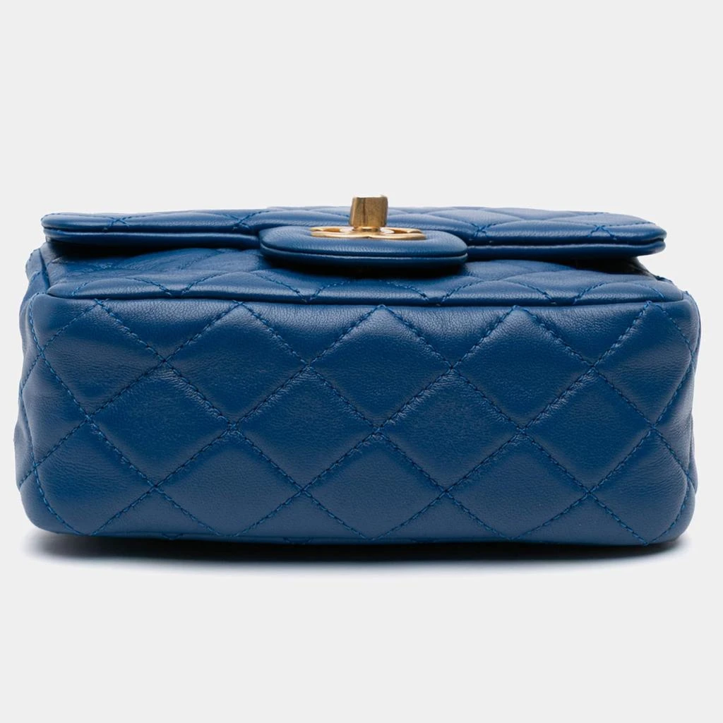 Chanel Chanel Blue Mini Square Classic Lambskin Pearl Crush Single Flap Bag 6
