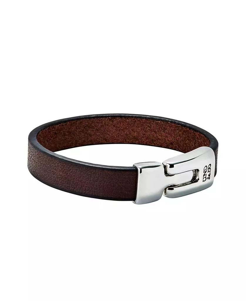 UNOde50 Smooth Brown Leather Bracelet with Sterling Silver-Plated Metal Alloy Clasp 2