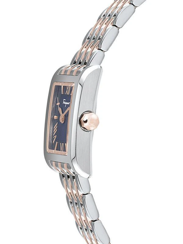 Salvatore Ferragamo Lace Rose Gold & Stainless Steel Square Watch 2