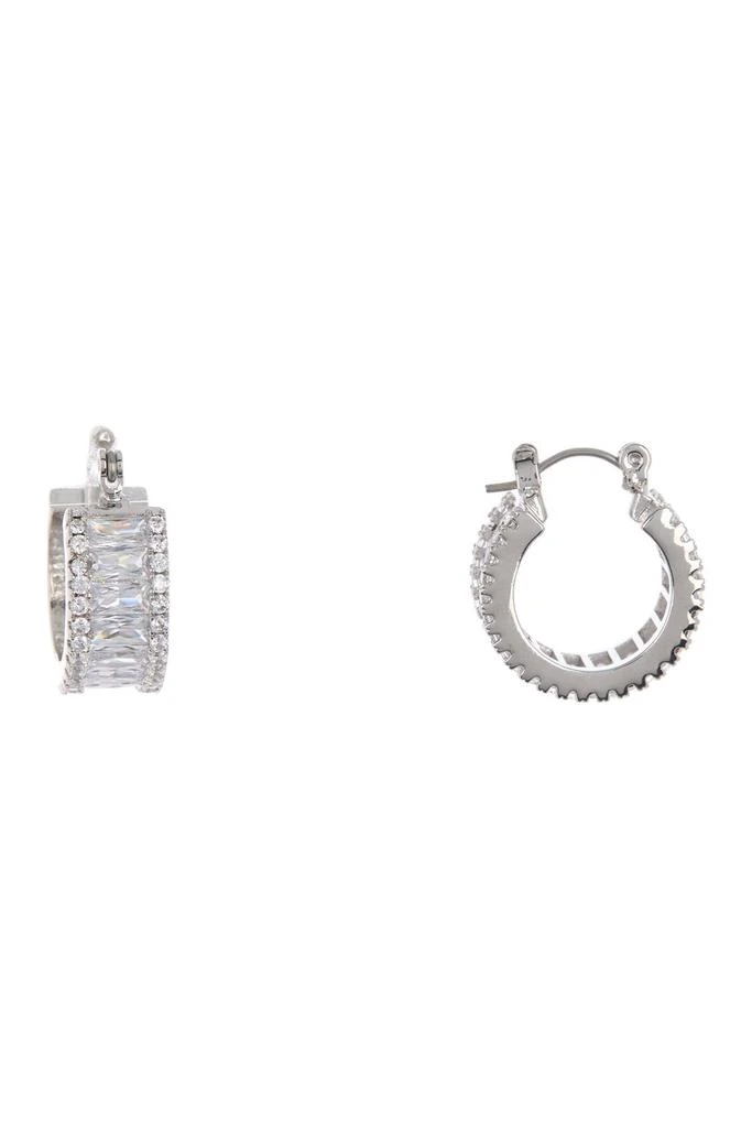 Rivka Friedman Rhodium Clad Cubic Zirconia Encrusted Huggie Earrings 2