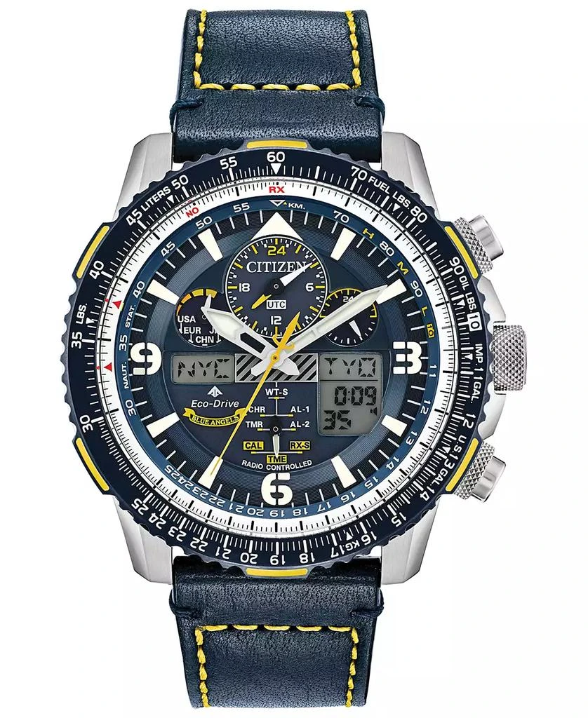 Citizen Eco-Drive Men's Analog-Digital Chronograph Promaster Blue Angels Skyhawk A-T Blue Leather Strap Watch 1