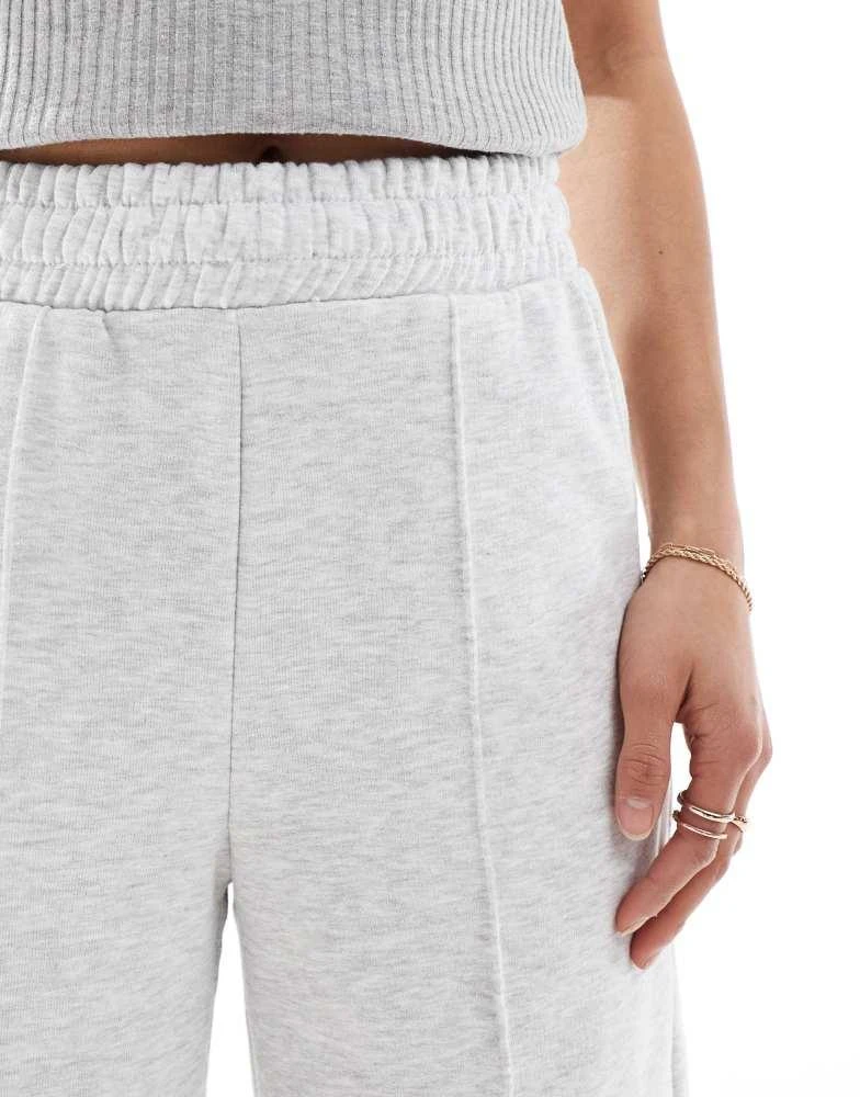 Bershka Bershka Petite wide leg joggers in grey marl 3