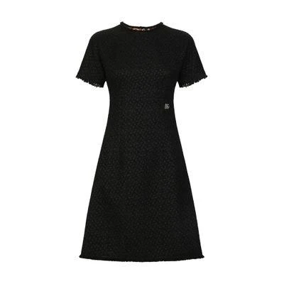 Dolce & Gabbana Raschel tweed midi dress DG logo 1
