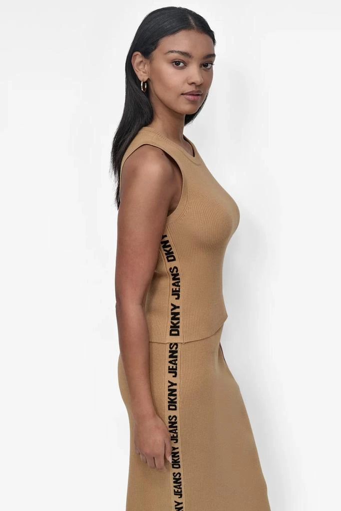 DKNY SIDE LOGO TRIM RIB SLEEVELESS CREW NECK TOP 3