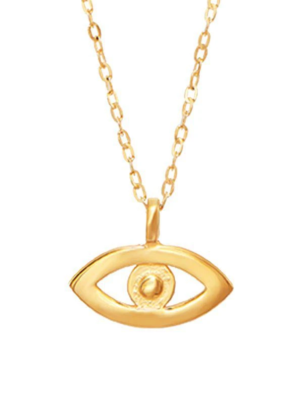 Saks Fifth Avenue 14K Yellow Gold Cable Chain Evil Eye Pendant Necklace 1