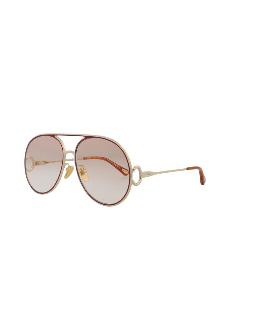Chloé Aviator-Frame Metal Sunglasses