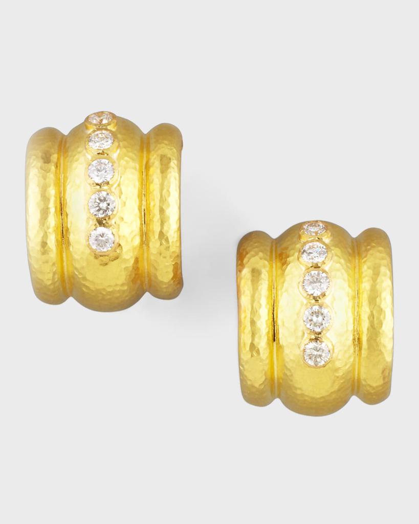Elizabeth Locke 19K Amalfi Diamond Gold Huggie Earrings