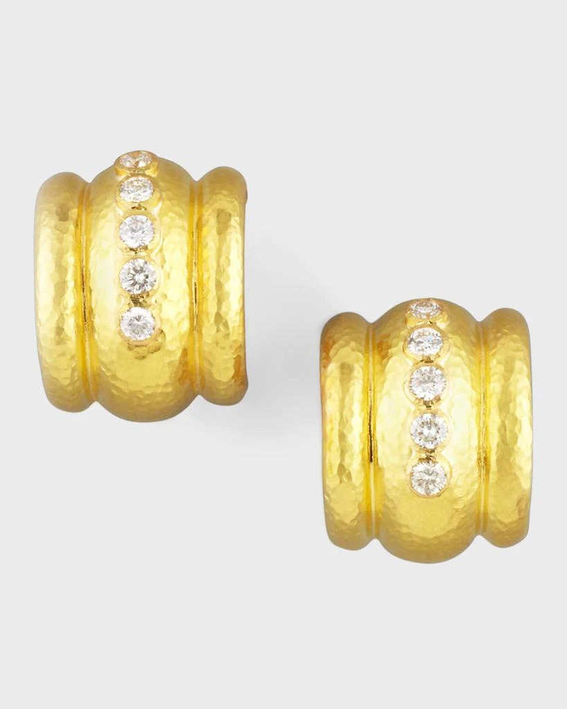 Elizabeth Locke 19K Amalfi Diamond Gold Huggie Earrings 1