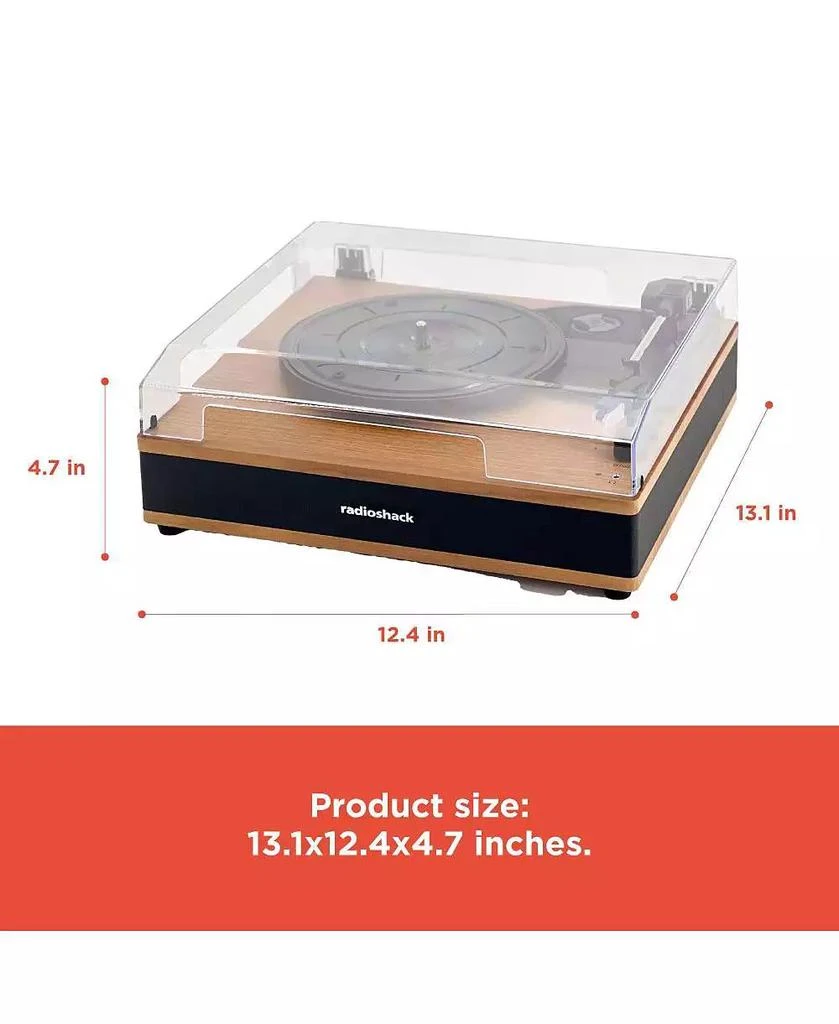 RadioShack Retro Classic Turntable - 3-Speed Vinyl Record Player, Bluetooth Input 
Output, Speakers Included 4001797 2