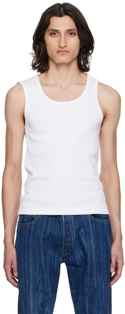 Karmuel Young White Asymmetric Tank Top
