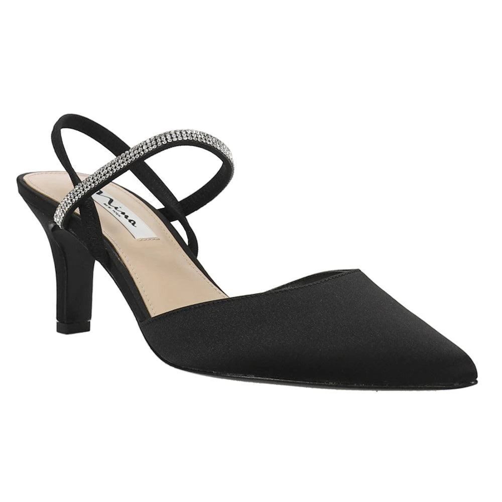 Nina Billie Rhinestone Pointed Toe Slingback Wedding Pumps 2