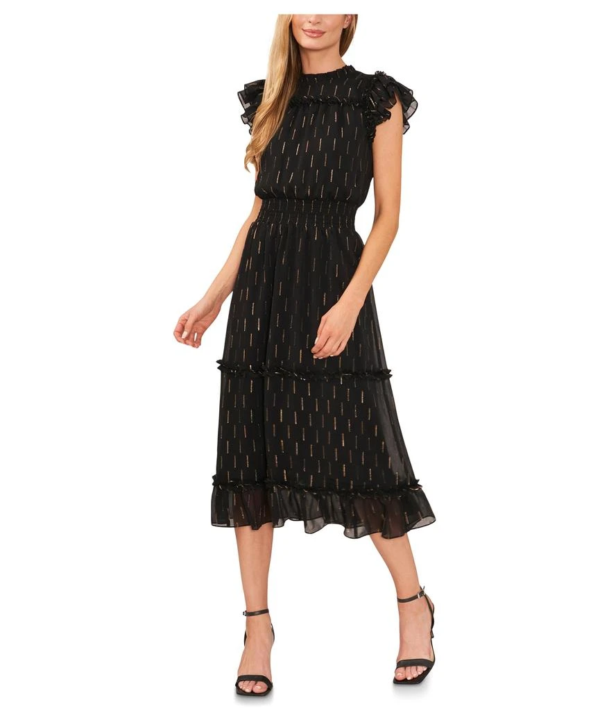 knee length dresses for ladies Nova Flutter Sleeve Midi Dress Dusty Rose