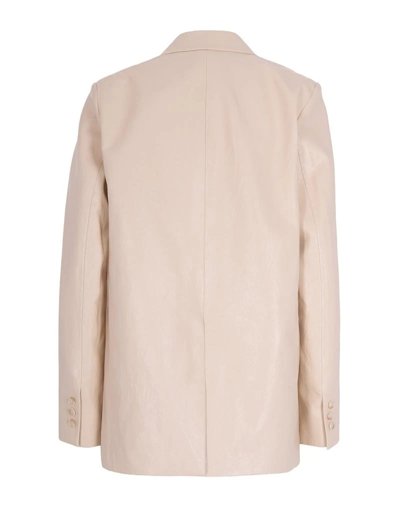 The Andamane Tailored Oatmeal Vegan Leather Blazer 2