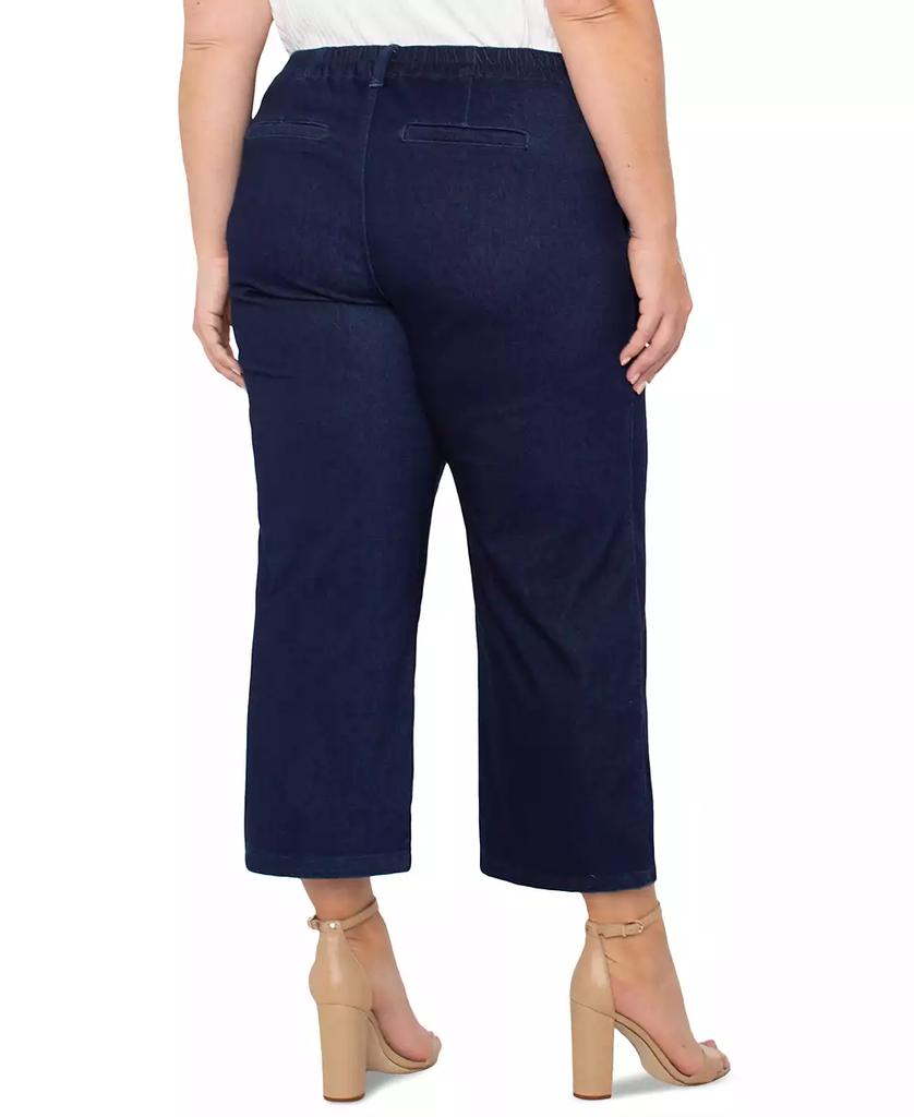 Liverpool Liverpool Plus Size Cropped Wide-Leg Denim Cargo Pants