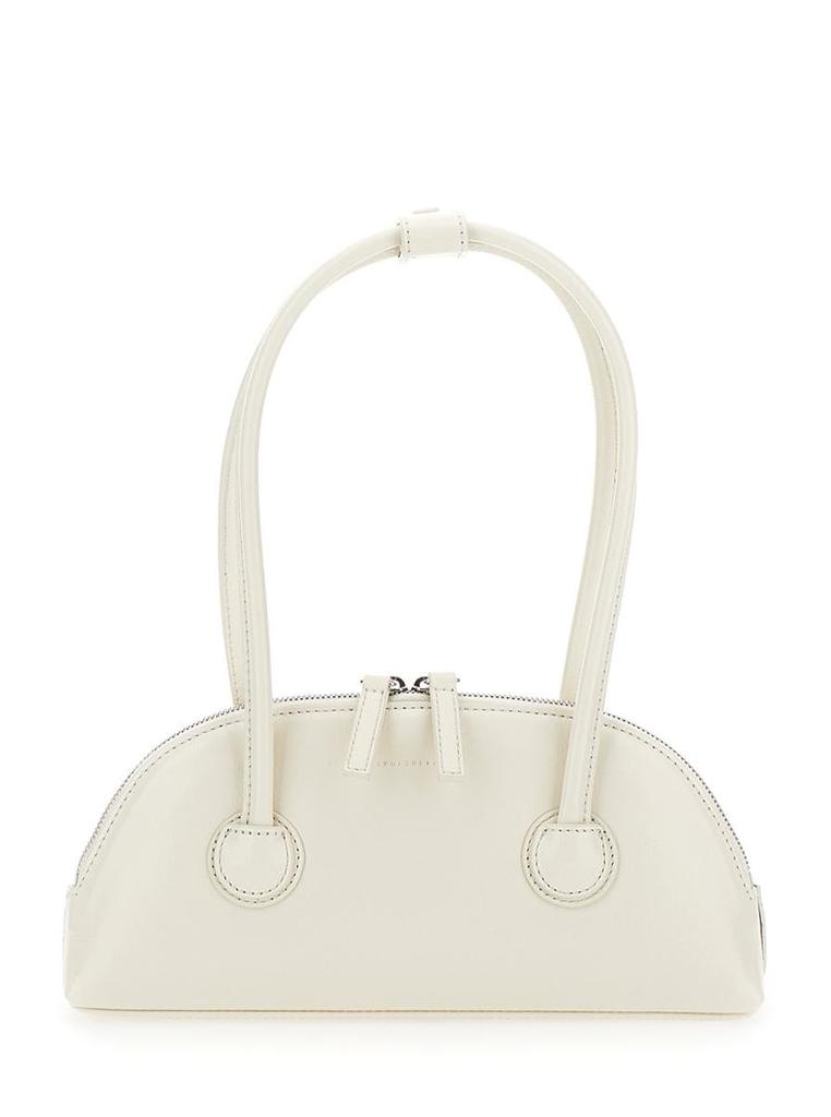 Margesherwood 'Besette' White Shoulder Bag With Engraved Logo In Leather Woman