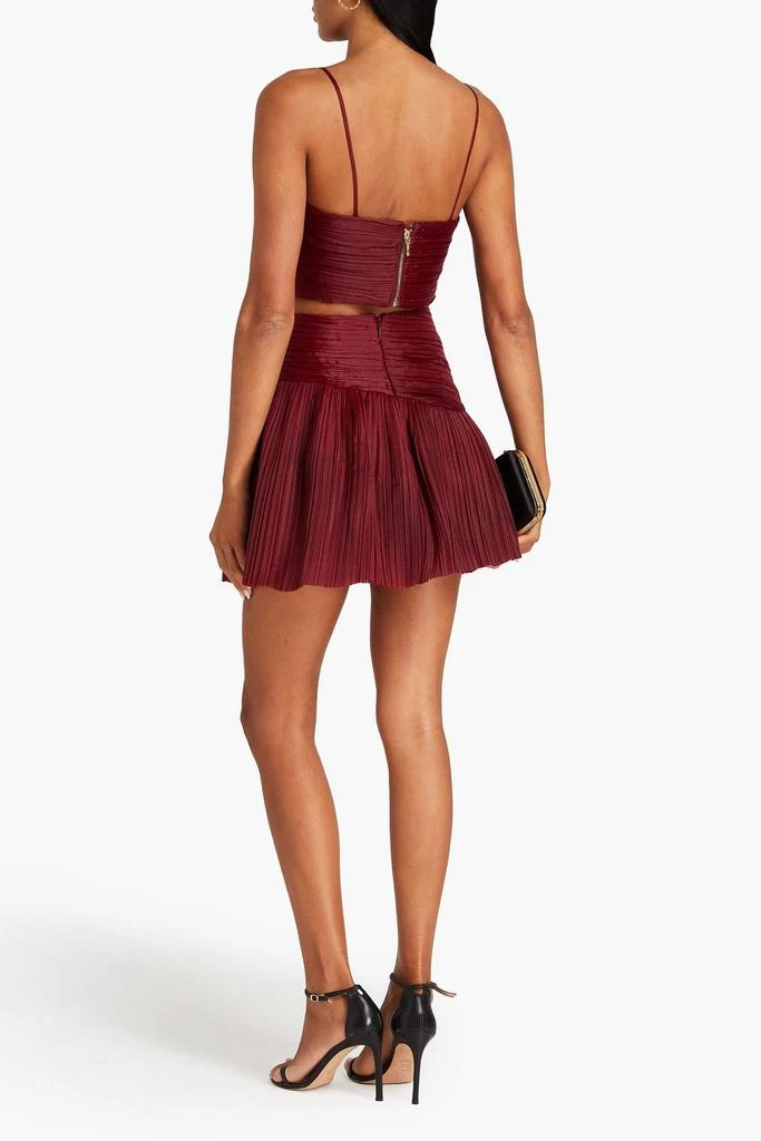 Aje Laurier Wave cropped plissé-organza top 3