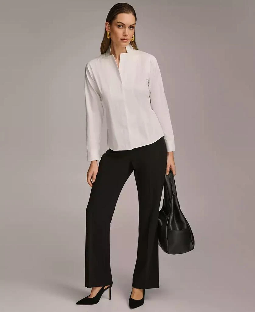Donna Karan Women's Stand Collar Button Front Cotton Shirt 3