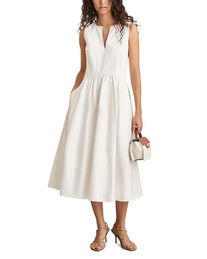 Reiss Liza Corset Cotton Midi Dress - Ivory Reiss Liza Corset Cotton Midi Dress - Ivory