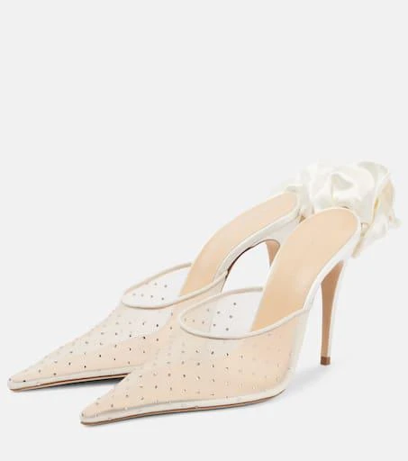 Magda Butrym Floral-appliqué embellished mesh mules 4